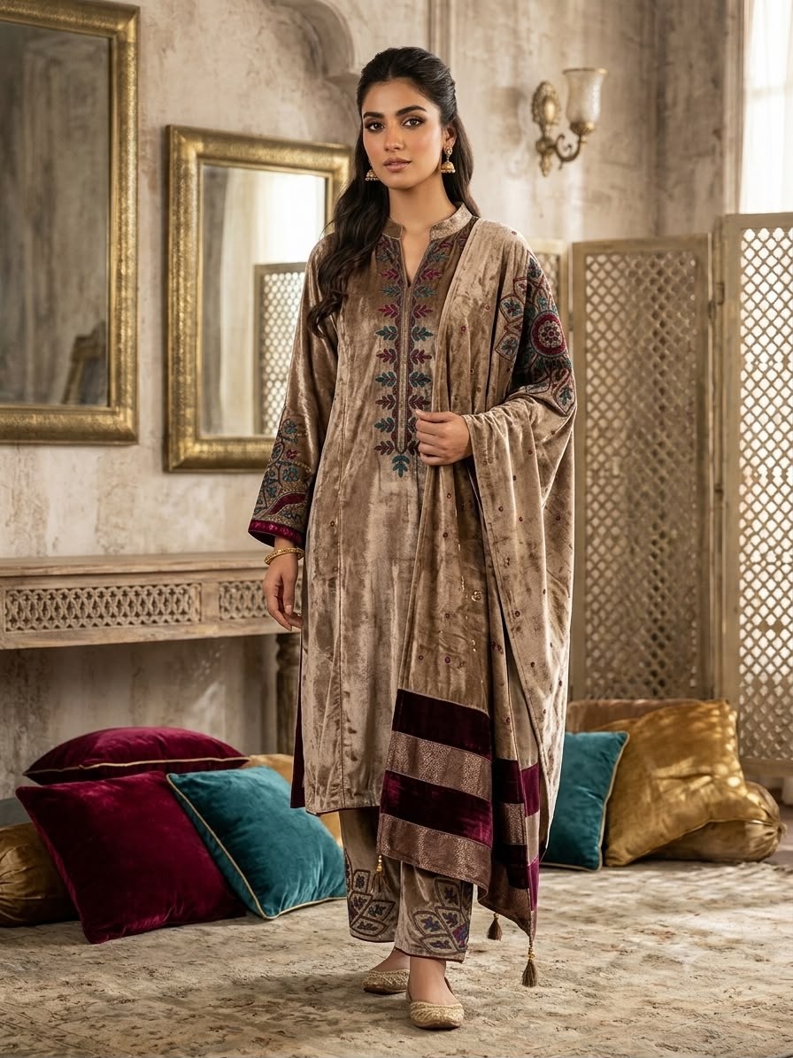 CAMEL KURTA SET